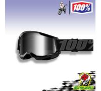 MASCHERINA MASCHERA 100% STRATA 2 BLACK SPECCHIATI OFF ROAD MOTO CROSS ENDURO