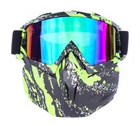 Mascherina Moto, Mascherina Motocross Adulti Casco da moto Dust Antifulto Maschera viso Respiratore Respiratore Motocross Goggles Glasses Safety Protective Eyewear Full Face(Green and black)