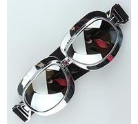 Mascherina Moto, Mascherina Motocross Occhiali da sole da motocross Vintage Anti Bicchieri Aviator Aviator Goggles Steampunk Sport Sci Adulto Adulto Protezione UV Uso adatto per Harley(Silver)