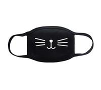 Mascherina Nera In Cotone Lavabile - Design Gattino