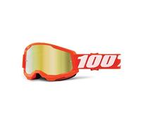 MASCHERINA OCCHIALI MASCHERA 100% STRATA 2 SPECCHIATA OFF ROAD MOTO CROSS ARANCI