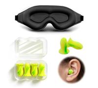 Mascherina per Dormire con 4 Tappi per Orecchie, Maschera Occhi per Dormire Oscurante e Morbida, Benda per Dormire Notte Ideale per Viaggio, Casa e Riposo Profondo, Uomo e Donna, Nero