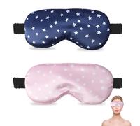 Mascherina per dormire, con cinghia regolabile,Set di 2 Mascherina per Dormire, da Notte in Seta Morbidissima Maschera Occhi Antiluce Con Cinturino Elastico Regolabile, Uomo e Donna
