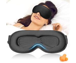 Mascherina per Dormire, Design Interno Del Naso 3D, Maschera per Dormire in Cotone per Donna e Uomo, Confortevole E Morbid, 100% Bloccare la Luci, per il Sonno, Pisolino, Meditazione, Viaggi -Nero