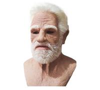 Mascherina per il viso di Halloween da uomo anziano, realistica, in lattice, stile vintage, casco a grandezza naturale con funzione regolabile, spaventoso cosplay per carnevale, teatro, casa infestata