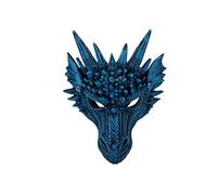 Mascherina per il viso per feste di Halloween creativa 3D animale drago accessorio per costume da cosplay festa di carnevale mascherina divertente per il viso per Natale Halloween blu