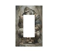 Mascherina per interruttore della luce con gorilla fantasy seduti su teschio umano, copertura a bilanciere singolo, 1 banda, decorazione per presa di corrente per casa, cucina, camera da letto, bagno