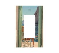 Mascherina per interruttore della luce sul mare con donna bionda su sedia in legno, copertura per pannello frontale a bilanciere singolo, 1 banda, decoratore, copertine per presa per casa, cucina