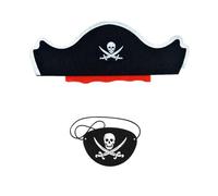 Mascherina per occhi dei pirati per adulti e bambini, cappello da pirata, regolabile, maschera per gli occhi dei pirati con elastico, per compleanni, cosplay, Halloween, Natale, festa a tema pirata