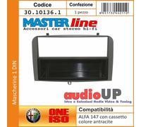 MASCHERINA RADIO 1 DIN ALFA 147 Q2 2005->2010 ADATTATORE CON CASSETTO ANTRACITE
