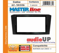 MASCHERINA RADIO 2 DIN AVENSIS DA 2003 IN POI CON CORNICE INTERNA IN TINTA NERO.