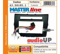 MASCHERINA RADIO 2 DIN COROLLA VERSO 2004 A 2007 CORNICE + CABLAGGI ISO. NERO.
