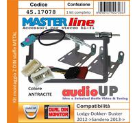 MASCHERINA RADIO 2 DIN RENAULT CAPTUR 2013> KIT STAFFE + CABLAGGI COL. ANTRACITE