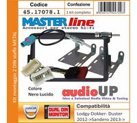 MASCHERINA RADIO 2 DIN DACIA LODGY 2012> KIT STAFFE + CABLAGGIO COL. NERO LUCIDO