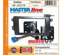 MASCHERINA RADIO 2 DIN FIAT SEDICI KIT STAFFE ABS + CONNETTORE ISO + CONN. ANTEN