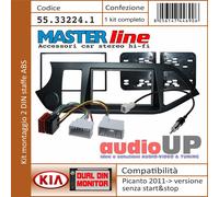 MASCHERINA RADIO 2 DIN KIA PICANTO 2011> NO START&STOP DOPPIA CORNICE ACCESSORI