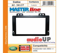 Mascherina autoradio 2 DIN con cornice ISO interna colore NERO per LAND ROVER Freelander 2004->2006