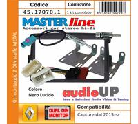 MASCHERINA RADIO 2 DIN RENAULT CAPTUR 2013> KIT STAFFE + CABLAGGIO - NERO LUCIDO
