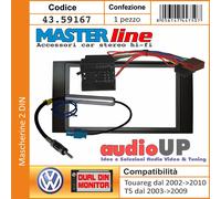 MASCHERINA RADIO 2 DIN VOLKSWAGEN TOUAREG 2002>2010 CORNICE IN TINTA E CABLAGGI