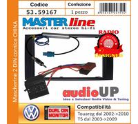 MASCHERINA RADIO 2 DIN VOLKSWAGEN T5 2003- 2009 + CORNICE STEREO CINA + CABLAGGI