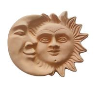 Mascherone "Eclissi" in Terracotta 23x27 cm - Scultura da Parete Artigianale - Decorazione Astronomica per Interni ed Esterni - Fatto a Mano in Italia