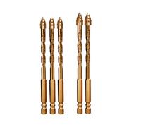 Maschi a spirale HSS, Punta da trapano a quattro taglienti con denti di sega for foratura piastrelle e calcestruzzo, lega carburo, misure multiple, confezione 3, 4 5 pezzi(5pcs 6 6 6 8 8mm)