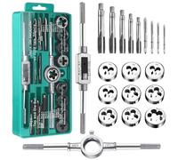 Maschi per Filettatura Set Kit Filiera Punte Trapano Professionali Filettatrice Manuale 20 Pz Filiera per Filettatura Professionale Maschi e Filiere Giramaschi a Cricchetto M3-M12 Tap and Die Set