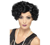 Maschietta Parrucca Nera Ricci Mafia Grande Gatsby Corto Donna Costume