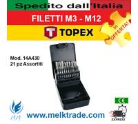 MASCHI per filettare 21PZ - TOPEX - M3 a M12 - ACCIAIO TUNGSTENO - A 3 PASSATE