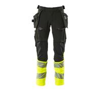 Mascot 19131-711-0917 Accelerate Safe Ultimate Stretch Pantaloni impermeabili bicolore con tasche appese, nero/hi-vis giallo, taglia 82C51