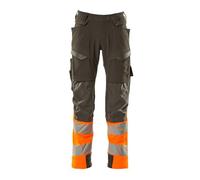 Mascot 19179-511-1814 Accelerate Safe Ultimate Stretch idrorepellente bicolore Prowash adatto per lavaggio industriale, pantaloni con tasche al ginocchio, antracite scuro/Hi-Vis arancione, 76C54