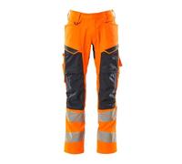 Mascot 19579-236-14010 Accelerate Safe Prowash Stretch Zones Pantaloni bicolore con tasche al ginocchio, Hi-Vis arancione/nero/blu, taglia 82C54