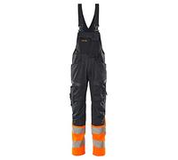 Mascot 19669-236-01014 Accelerate Safe Prowash Stretch Zones - Salopette a due colori con tasche sulle ginocchia, nero/blu/arancione Hi-Vis 90C58, taglia
