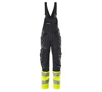 Mascot 19669-236-01017 Accelerate Safe Prowash Stretch Zones - Salopette bicolore con tasche sulle ginocchia, colore: nero/blu/giallo Hi-Vis, taglia 82C50