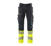 Mascot 19679-236-01017 Accelerate Safe Prowash Stretch Zones - Pantaloni a due colori con tasche sulle ginocchia, colore: nero/blu/giallo Hi-Vis 90C51