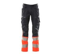 Mascot 19679-236-10222 Accelerate Safe Prowash Stretch Zones - Pantaloni a due colori con tasche sulle ginocchia, nero/blu/rosso Hi-Vis 82C64