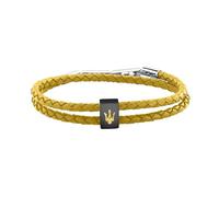 Maserati Bracciale Uomo in Acciaio, Pelle Gialla, Collezione LEATHER, Tridente - JM226AVE45