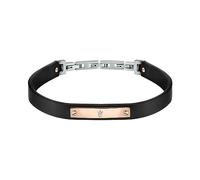 Maserati Jewels Bracciale Uomo in Acciaio,pelle riciclata,IP nero,IP RG - JM222AVE05
