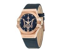 Maserati Orologio da uomo, Collezione Potenza, movimento al quarzo, tempo e data, in acciaio, PVD oro rosa e cuoio - R8851108027