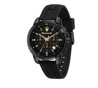 Maserati Orologio da uomo, Collezione Successo, in Acciaio, Cinturino in Silicone, Nero, 44 mm, Regalo Uomo - R8871621011