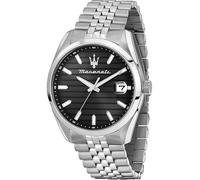 Maserati Orologio Uomo, Tempo, Data, Analogico, 43 mm, Collezione ATTRAZIONE, Righe Orizzontali