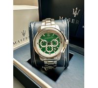 Maserati Successo Verde Argento Cronografo 44 mm Uomo Orologio In Acciaio