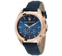 Maserati Orologio da uomo, Collezione Traguardo, movimento al quarzo, cronografo, in acciaio, PVD oro rosa e cuoio - R8871612015