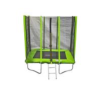 MASGAMES | Letto elastico Deluxe rettangolare M | Rete di sicurezza | Scala inclusa | Struttura zincata | per l'esterno | Resistenza Peso d'Adulto | Dimensioni: 215 cm Lunghezza x 150 cm Larghezza