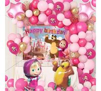 Masha 77 Pezzi Kit Festa Decorazioni per Compleanni di Ragazze, Palloncini in Alluminio