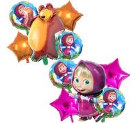 Masha and the Bear Palloncini 10pcs Foil Balloon Decorazione di Compleanno Palloncini con Coriandoli per Ragazza Compleanno Decorazioni Feste