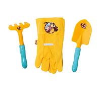 Masha e l'Orso set da giardino 3 pezzi, attrezzi da giardino per bambini (giocattolo di sabbia composto da guanti, pala e rastrello a mano, da 3 anni, dimensioni: 3 x 19,5 x 27,5 cm), multicolore