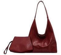 MASHANGGOU Borsa in pelle da donna, grande capacità, Slouchy Hobo Shoulder Bag con borsa a tracolla per lavoro e college, bordeaux