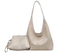 MASHANGGOU Borsa in pelle da donna, grande capacità, Slouchy Hobo Shoulder Bag con borsa a tracolla per lavoro e college, beige.