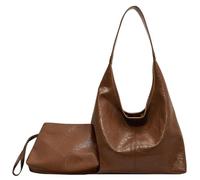 MASHANGGOU Borsa in pelle da donna, grande capacità, Slouchy Hobo Shoulder Bag con borsa a tracolla per lavoro e college, marrone